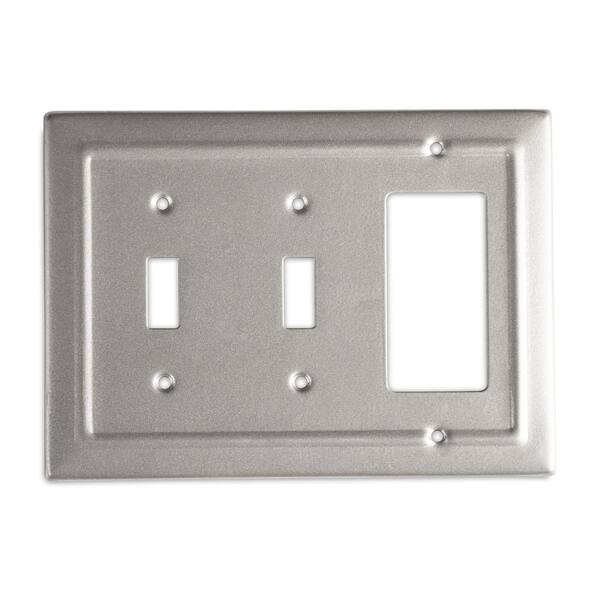 Monarch Abode Architectural 3-Gang 2-Toggle/1-Decorator/Rocker Wall Plate (Pewter)