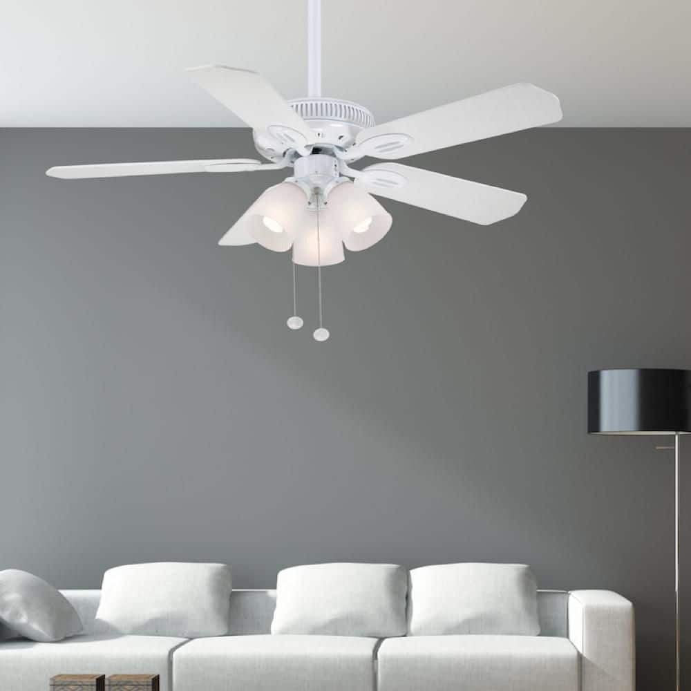 Hampton Bay Glendale 42 in. LED Indoor White Ceiling Fan with Light Kit  AM212-WH - The Home Depot, image size:1000x1000