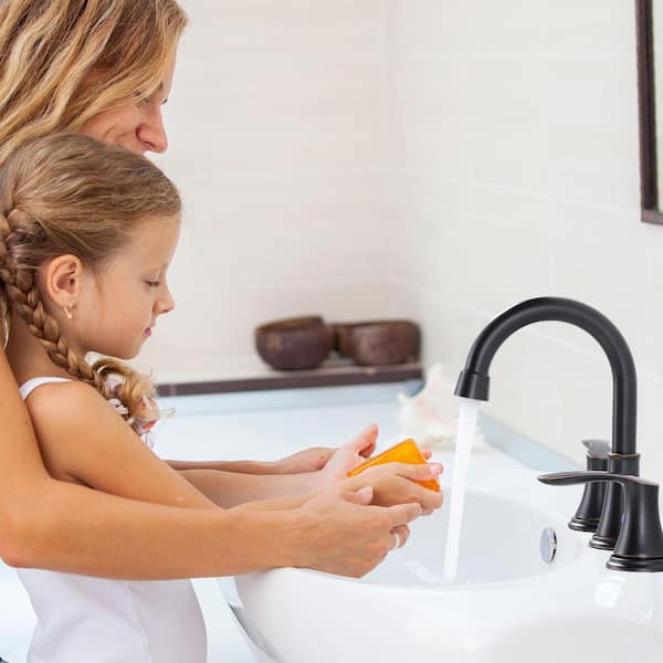 8 in. Widespread Double Handle Bathroom Faucet with Pop up Sink Drain and Corrosion Resistant in Oil Rubbed Bronze