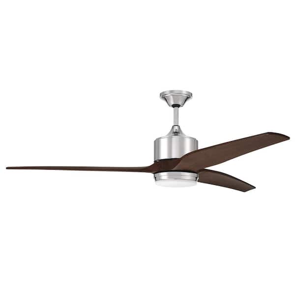 CRAFTMADE Mobi 60 in. Indoor Dual Mount Chrome Finish Ceiling Fan with Integrated LED Light and Remote/Wall Control Included