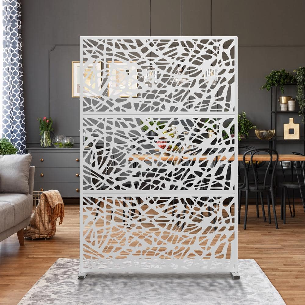 72 in. x 47 in. Outdoor Metal Privacy Screen Garden Fence in Web Pattern in