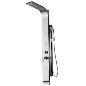 3-Jet Rainfall Shower Tower Shower Panel System with Spa Jets Waterfall Shower Head and Shower Wand in Polished Chrome