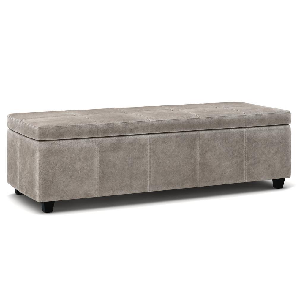 Fullerton 48 inch Wide Transitional Rectangle Storage Ottoman in Distressed
