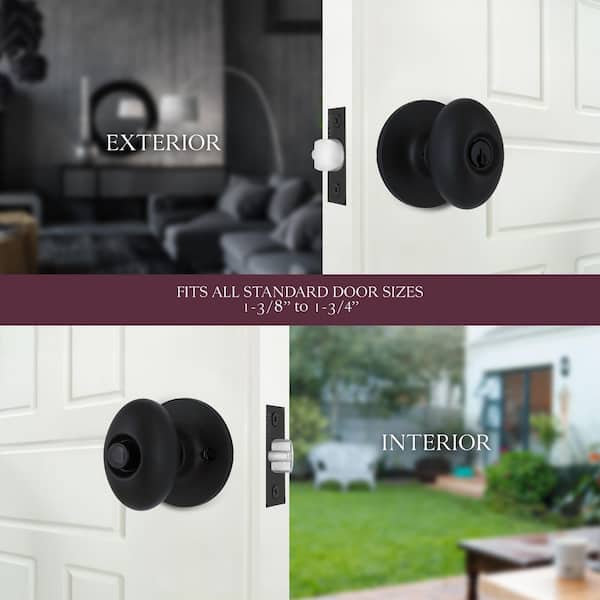 Beale Matte Black Keyed Entry Door Knob Featuring Dual Keyway