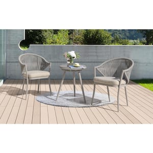 3-Piece Aluminum Outdoor Bistro Set Outdoor Furniture with Coffee Cushion
