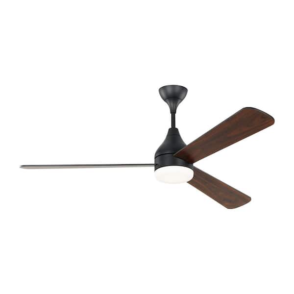 Generation Lighting Streaming Smart 60 in. LED Indoor/Outdoor Midnight Black Ceiling Fan with Remote Control and Reversible Motor