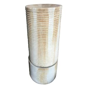 43 in. Tall Cement Ribbed Tower Bird Feeder Water Fountain in Brassy