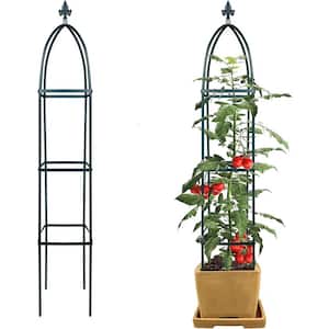 63.38 in. Rustproof Metal Adjustable Height Square Garden Obelisk Trellis for Climbing Plants Flower Vine Vegetable
