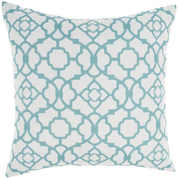 Waverly Washable Ocean Blue 20 in. x 20 in. Solid Color Reversible  Indoor/Outdoor Throw Pillow 004835 - The Home Depot