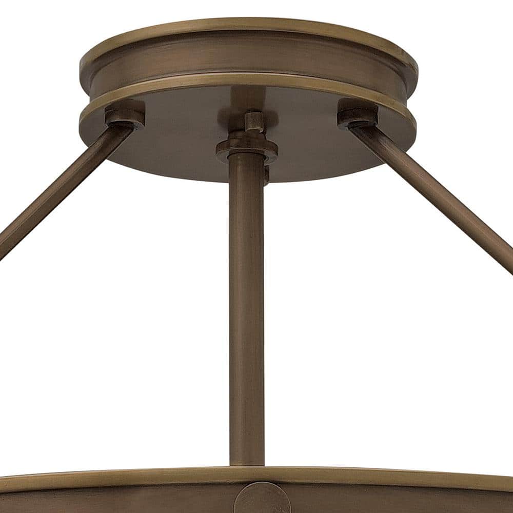 Modern Etched Opal Glass 4-Light Semi-Flush in Light Oiled Bronze