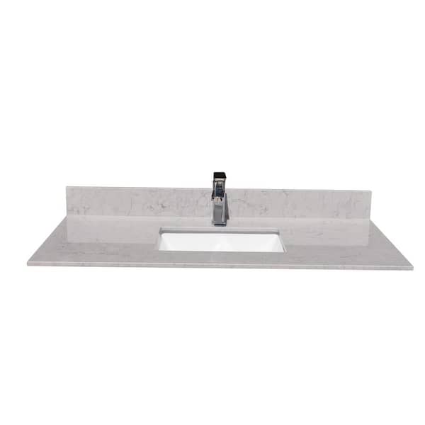 Unbranded 43 in. W x 22 in. D Stone Vanity Top in White