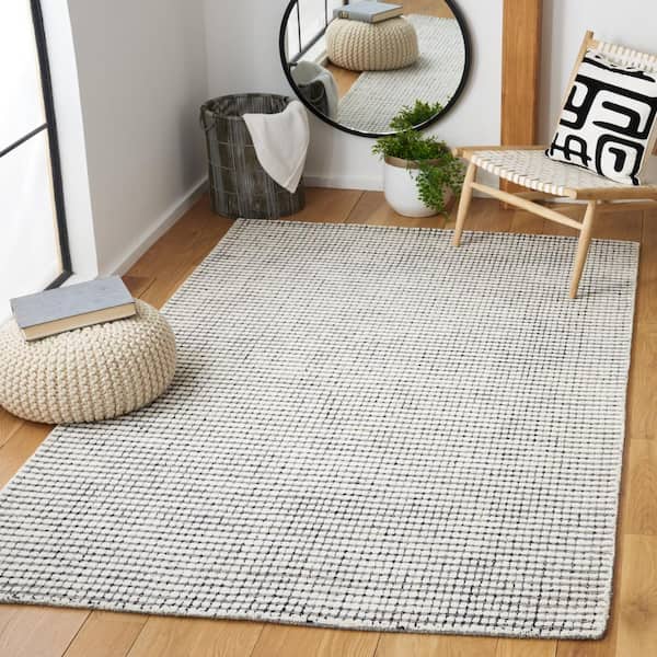 Abstract Gray/Ivory 6 ft. x 6 ft. Striped Square Area Rug
