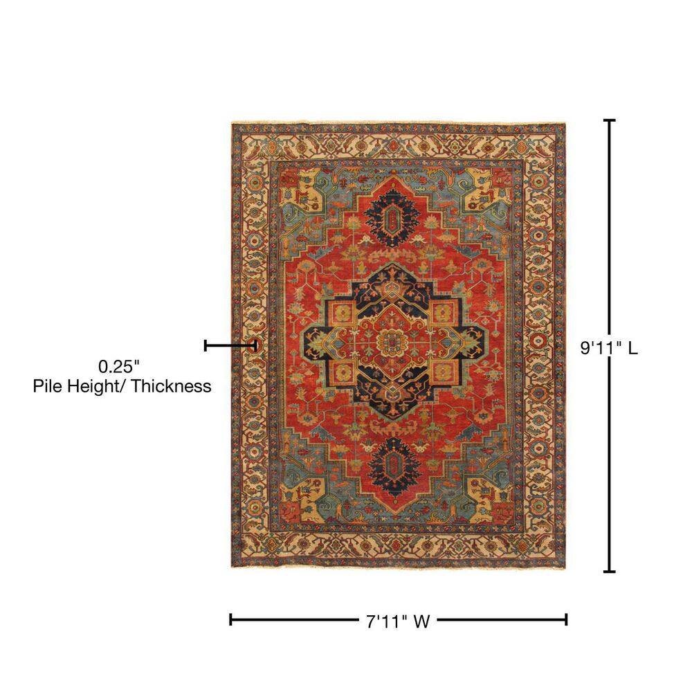 Hand-knotted Rust Wool 8' x 10' Oriental Area Rug