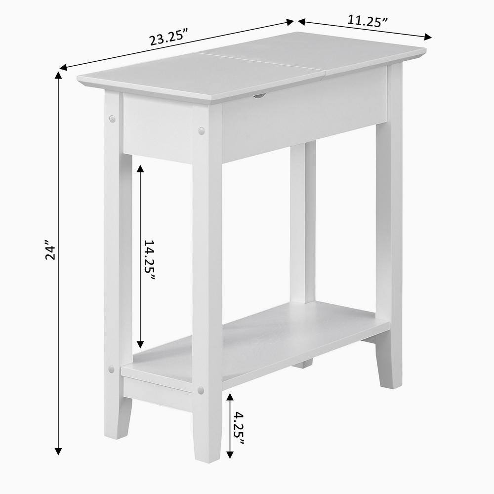 Heritage White Flip Top End Table with Built-In Charging Station