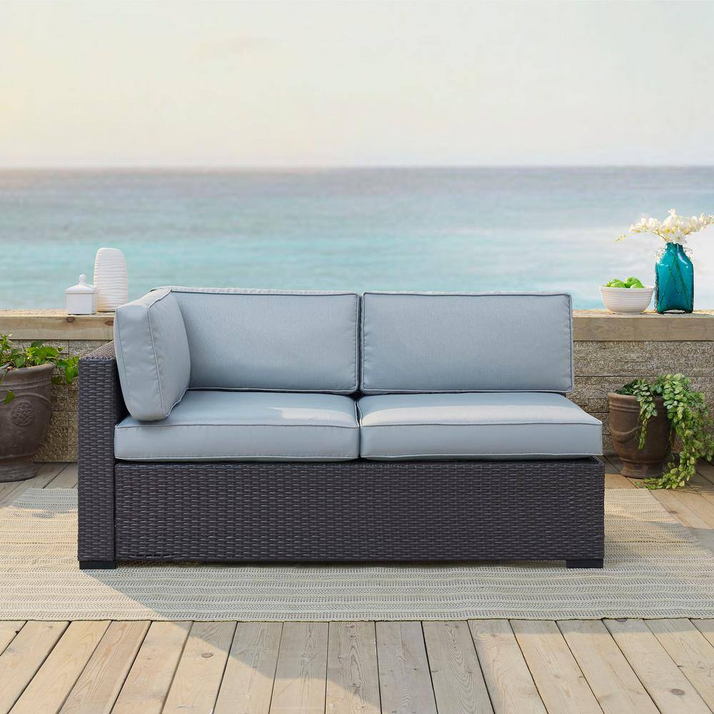 Biscayne Mist Blue Wicker Outdoor Loveseat with Cushions