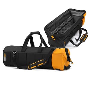 Massive Mouth 30" Black and Gold Specialist Tool Bag with 65 pockets and heavy-duty reinforced rivet construction