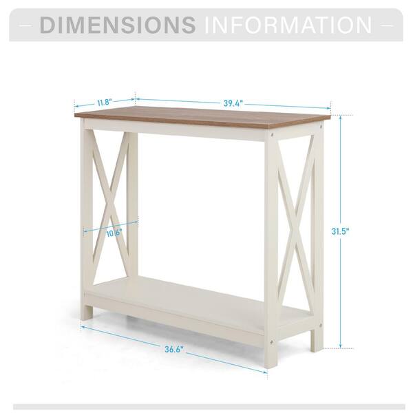 PHI VILLA 39.4 in. White MDF Standard Rectangle Wood Console PHI VILLA 39.4 in. White MDF Standard Rectangle Wood Console