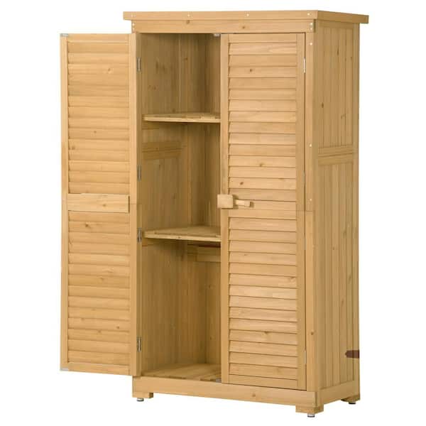EPIPHANY DOUBLED INC 34.3 in. W x 18.3 in. D x 63 in. H Natural Brown Wood Outdoor Storage Cabinet Wooden Lockers with Fir Wood