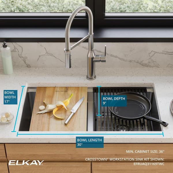 Elkay Crosstown 31.5 in. Undermount Double Bowl Polished