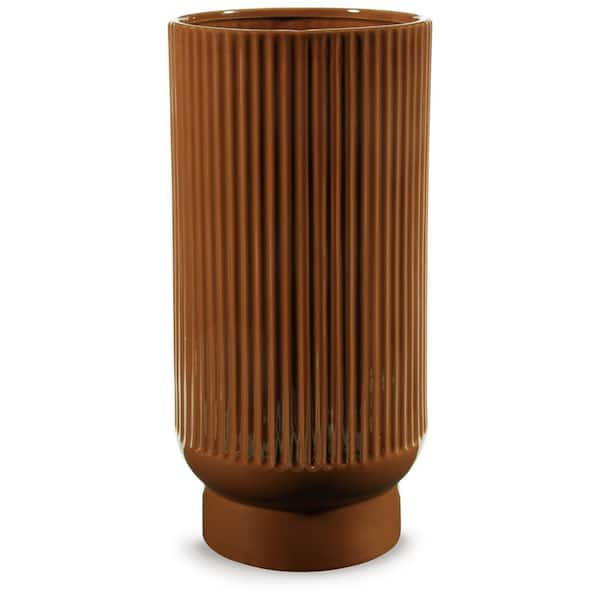 Avalyah 15 in. Brown Ceramic Cylinder Decorative Vase