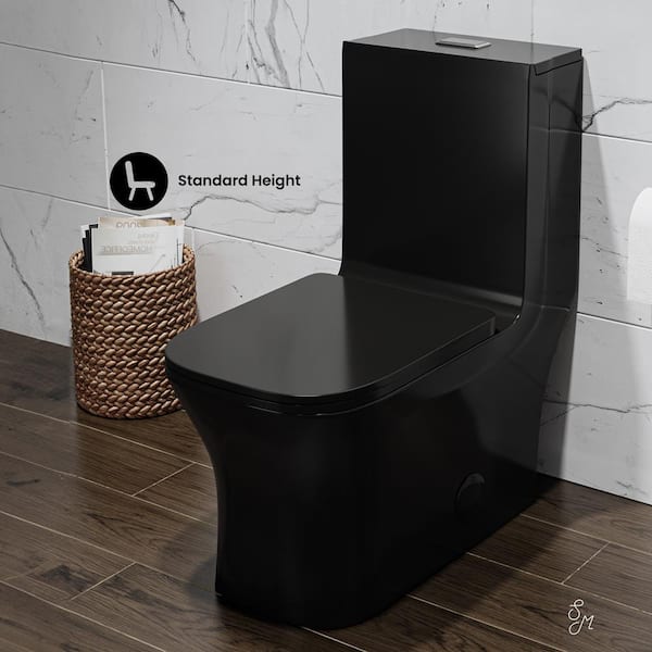Swiss Madison Concorde 1-Piece Square Toilet Dual Flush in Glossy Black 1.1/1.6 gpf SM-1T106GB