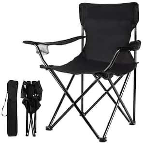 Portable Folding Steel Camping Chair in Black
