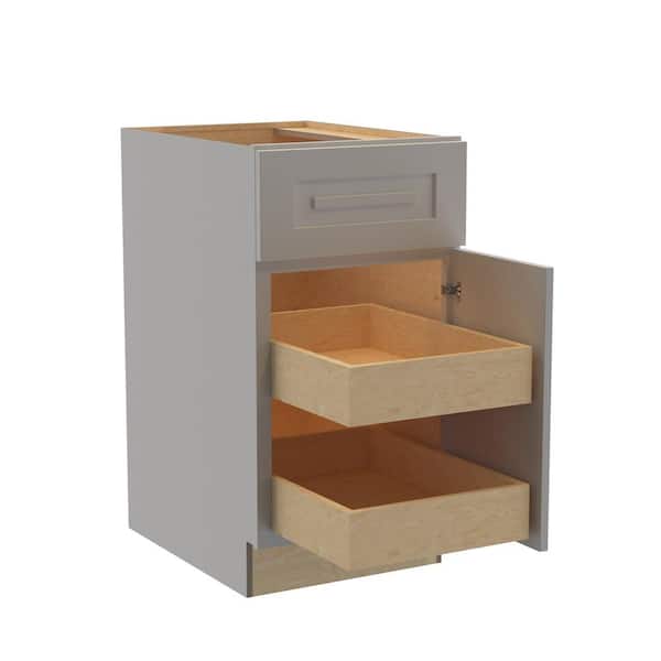 Home Decorators Collection Grayson 18 in. W x 24 in. D x 34.5 in. H Assembled Plywood Base Kitchen Cabinet in Pearl Gray with 2ROT Soft Close RH
