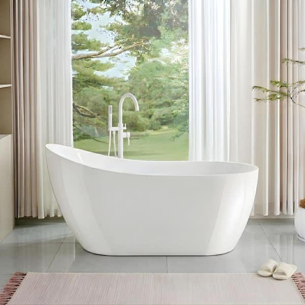 Vanity Art Domme 59 in. Oval Acrylic Freestanding Soaking Bathtub