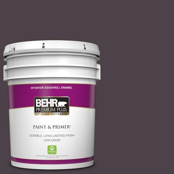 BEHR PREMIUM PLUS 5 gal. #BXC-09 Dark Burgundy Wine Eggshell Enamel Low Odor Interior Paint & Primer