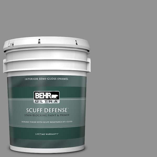 BEHR ULTRA 5 gal. #N520-4 Cool Ashes Extra Durable Semi-Gloss Enamel Interior Paint & Primer