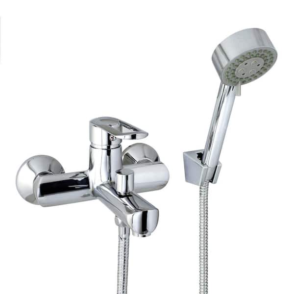 MODONA Oval 6 in. Single-Handle 3-Spray Tub and Shower Faucet with Hand Held Shower in Polished Chrome (Valve Included)