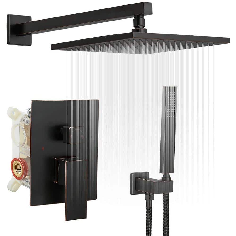 Single Handle 2-Spray Square Shower Faucet 2.5 GPM with High Pressure in. O