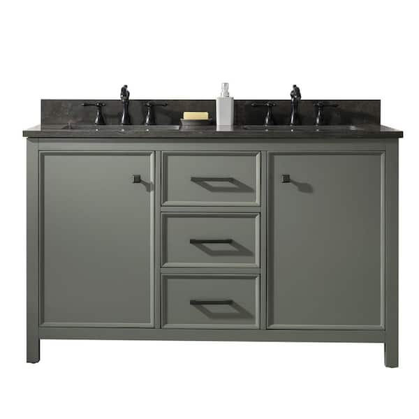 Legion Furniture 54 in. W x 22 in. D Vanity in Pewter Green with Marble Vanity Top in White with White Basin with Backsplash