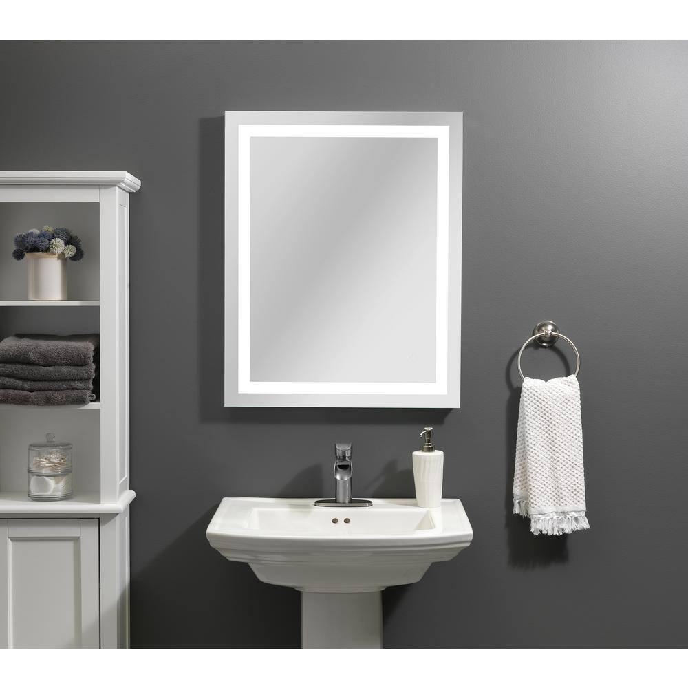 24 in. W x 30 in. H Rectangular Frameless Bathroom Vanity Wall Mirror with 