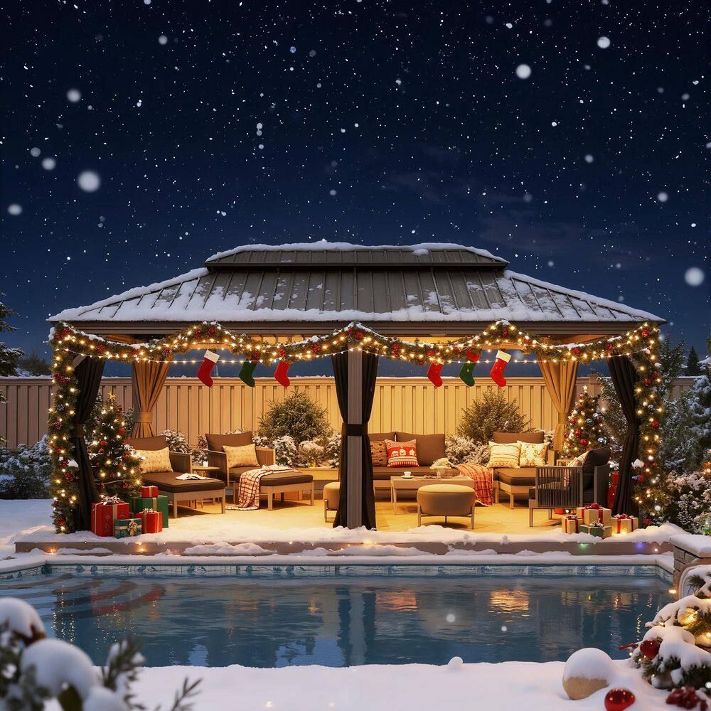12 ft. x 20 ft. Luxury Aluminum Hardtop Gazebo Canopy for Patio Deck Backyard with Netting, Hooks, Upgrade Curtain price history on PriceWatchPro