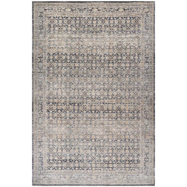 Becki Owens Margaret Gray/Charcoal Damask 9 ft. x 13 ft. Machine-Washable Indoor/Outdoor Area Rug