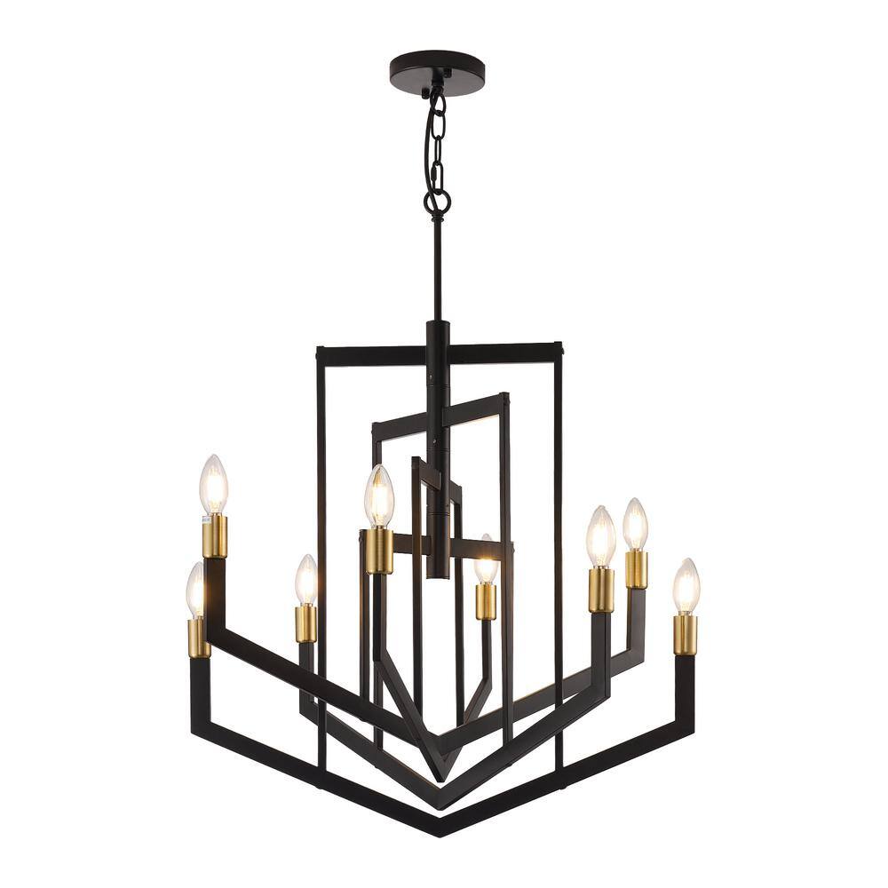 25.59 in. W 8-Light Black and Gold Kitchen Island Chandelier with E12 Bulb, No Bulbs Included price history on PriceWatchPro
