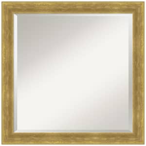 Angled Gold 23.25 in. x 23.25 in. Beveled Modern Square Wood Framed Wall Mirror in Gold