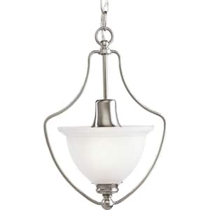 Madison Collection 1-Light Brushed Nickel Pendant with Etched Glass