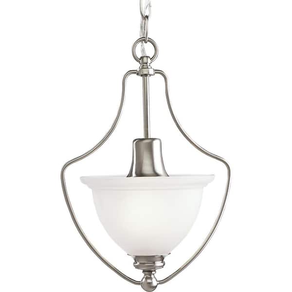 Progress Lighting Madison Collection 1-Light Brushed Nickel Pendant with Etched Glass