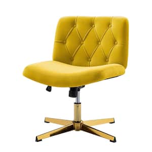 Alan Yellow 360° MDF Swivel Task Chair with Adjustable Base and Tufted Back