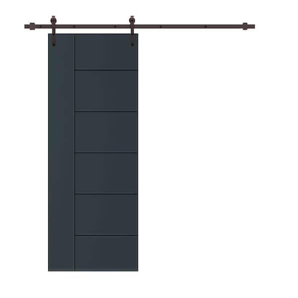 CALHOME Modern Classic 30 in. x 96 in. Charcoal Gray Stained Composite MDF Paneled Sliding Barn Door with Hardware Kit