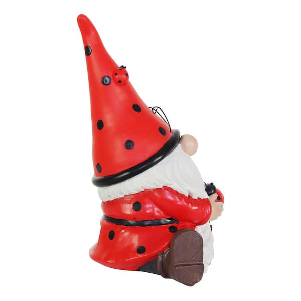 Exhart 5.5 in. x 9.5 in. Solar Ladybug Hat with Ladybug, Gnome