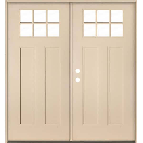 Krosswood Doors Craftsman 72 in. x 80 in. 6-Lite Right-Active/Inswing Clear Glass Unfinished Double Fiberglass Prehung Front Door