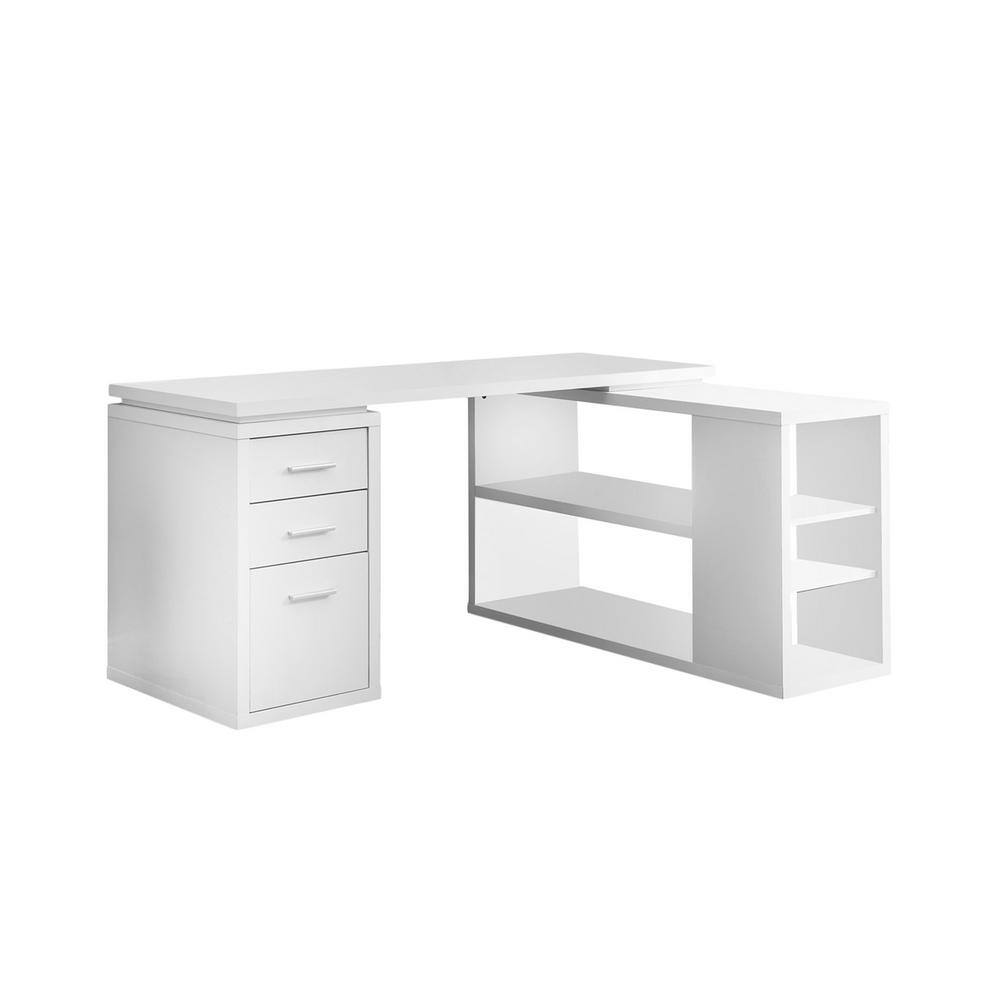 Monarch Specialties 47 in. L Shaped Modern Home Office Corner Computer Desk White VM 7023 The Home Depot