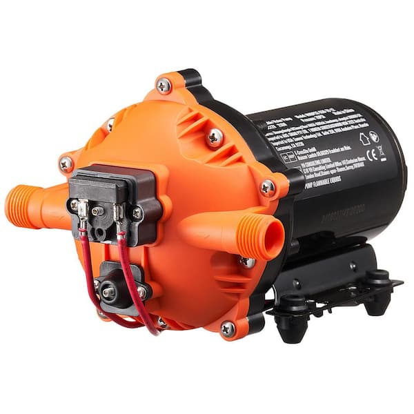 SKYSHALO 12-Volt Diaphragm Pump, 5-Chamber DC Water Pump, 5 GPM with Auto Pressure Switch 40-100 PSI, 1/2 in. MNPT for RV/Yacht