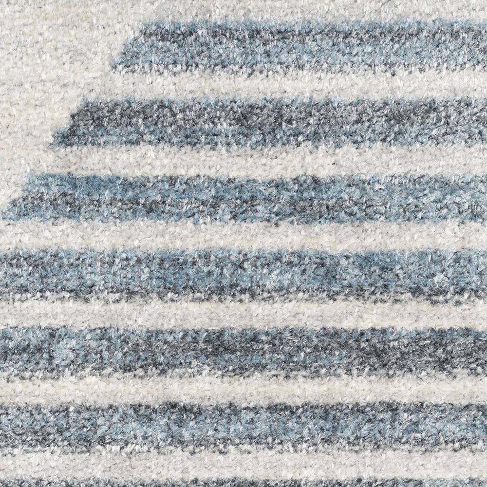 Astra Ivory Blue Machine Washable Geometric 4' x 6' Area Rug