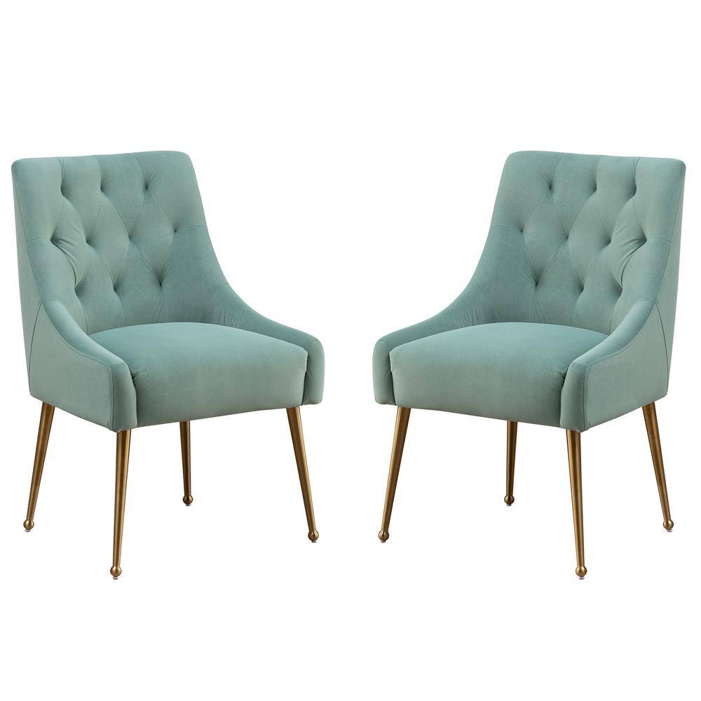 KINWELL Light Green Mid Century Modern Tufted Upholstered Accent Dining