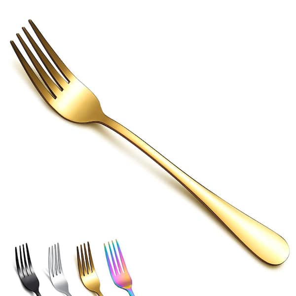 12-Piece Stainless Steel Dinner Fork Set with Titanium Gold Plating, 7.9 in, Dishwasher Safe, Special Events