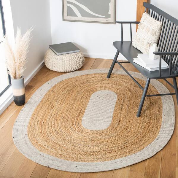 nuLOOM Rikki 6 X 9 (ft) Jute Navy Oval Indoor Border Area Rug in the Rugs  department at